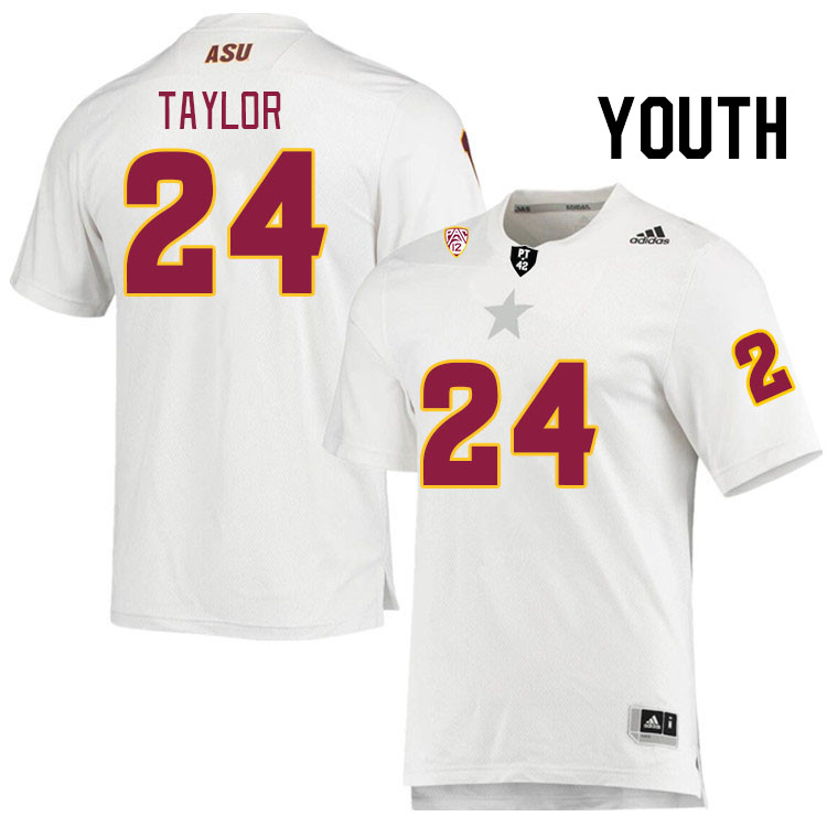 Youth #24 Alphonso Taylor Arizona State Sun Devils College Football Jerseys Stitched Sale-White